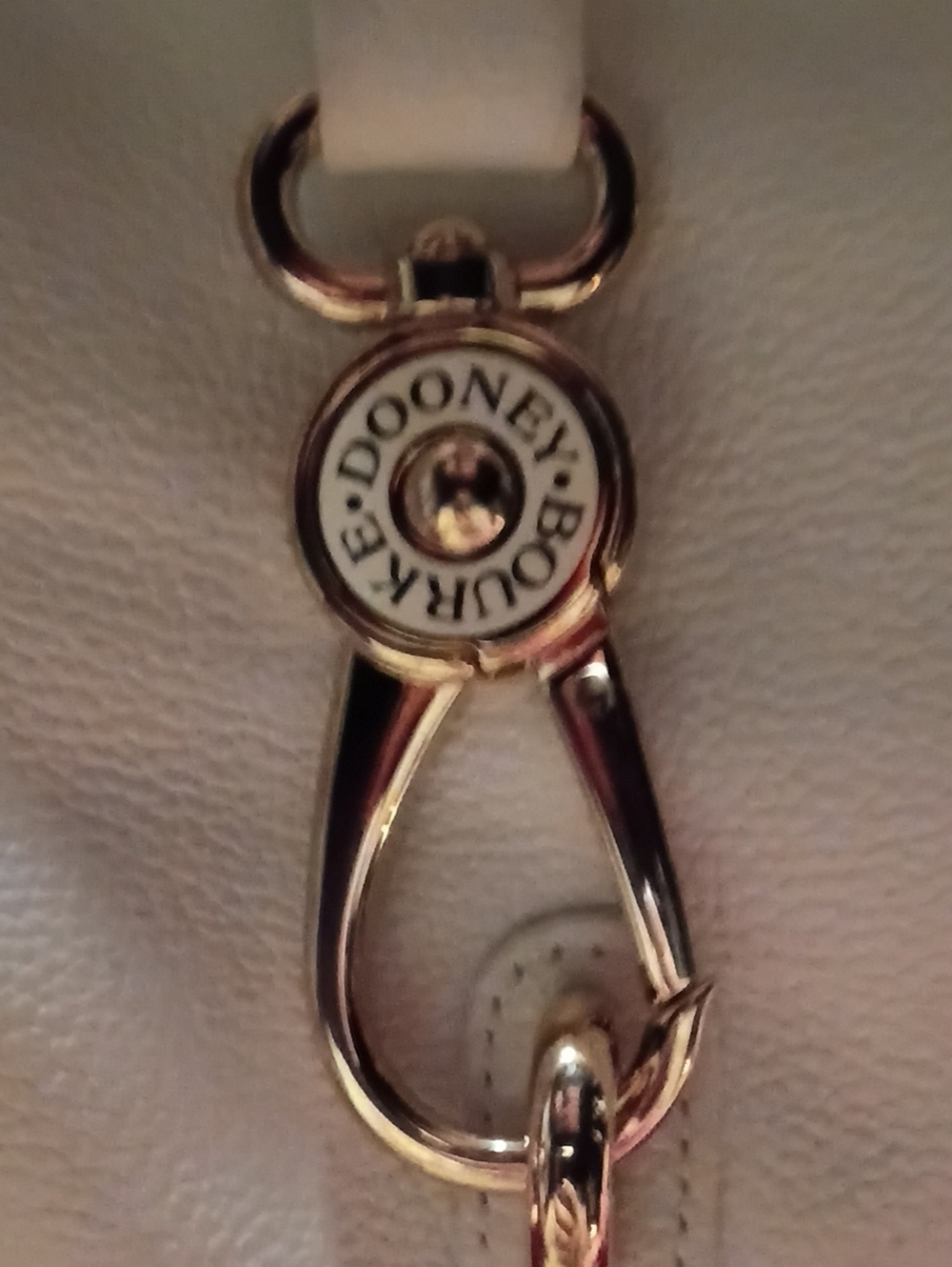 Dooney And Bourke White Leather Shoulder Hobo Bag with Gold Hardware - Picture 11 of 14